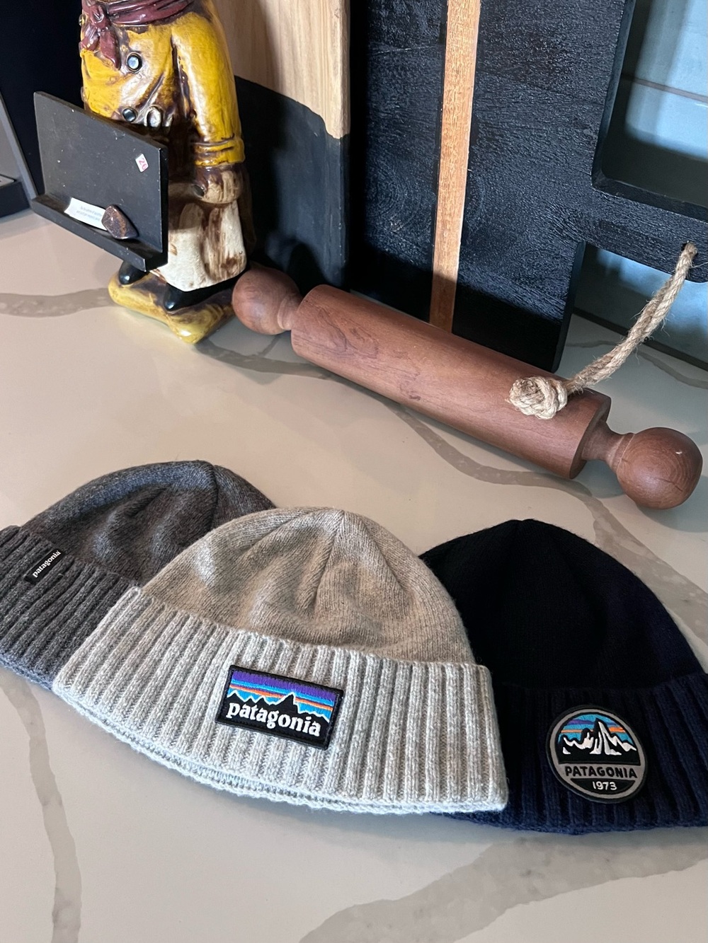 Patagonia Brodeo Beanies ~Lot of 3~ Slate Gray, Light Gray & Navy